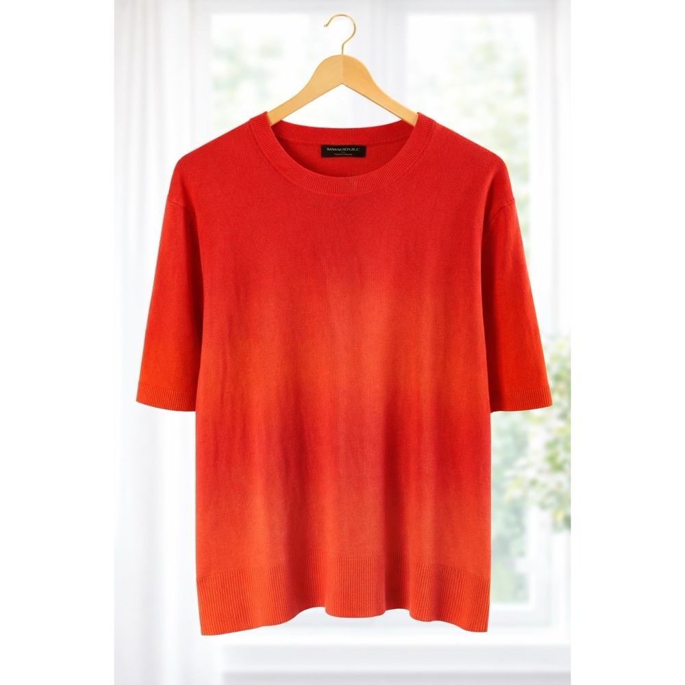 New Banana Republic Forever Sweater Crew Neck Burnt Orange‎ Short Sleeve Size M
